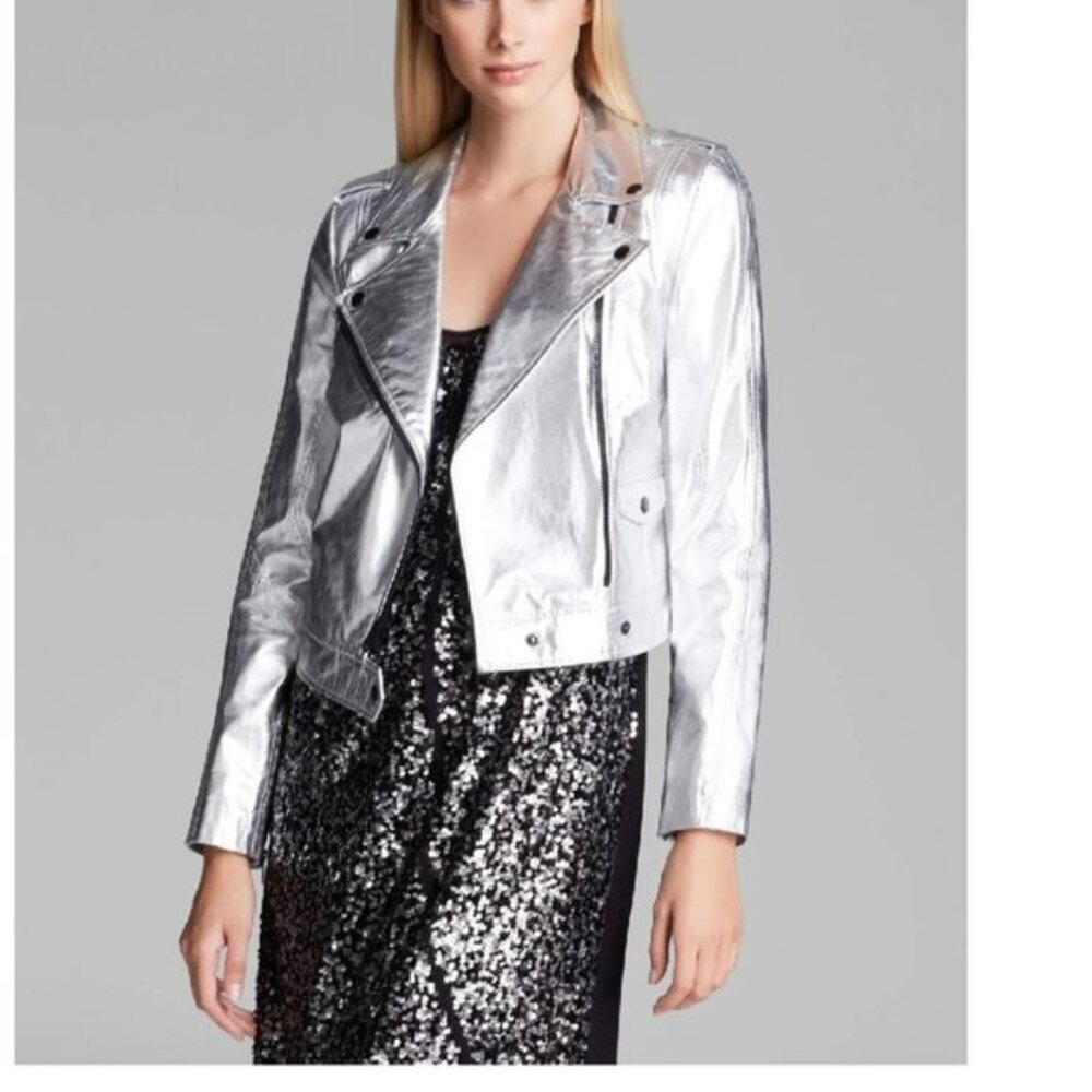 DKNY Metallic Moto Jacket